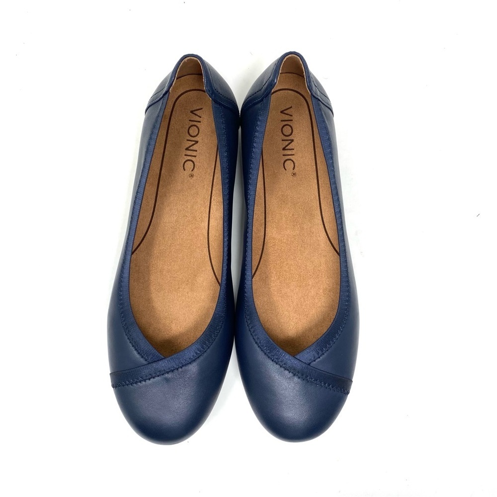 Vionic Spark Caroll Navy Leather Ballet Flats WIDE - Picture 5 of 8